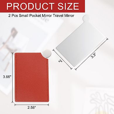 2Pcs Travel Handheld Mirror with Leather Case for Women