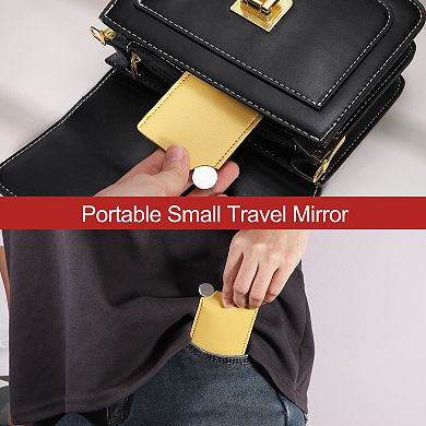 2Pcs Travel Handheld Mirror with Leather Case for Women