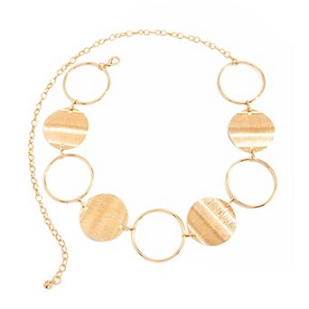 Women's Round Disc and Ring Metal Waist Chain Adjustable Body Belt Modern Statement Waist Jewelry