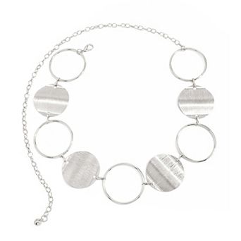 Women's Round Disc and Ring Metal Waist Chain Adjustable Body Belt Modern Statement Waist Jewelry