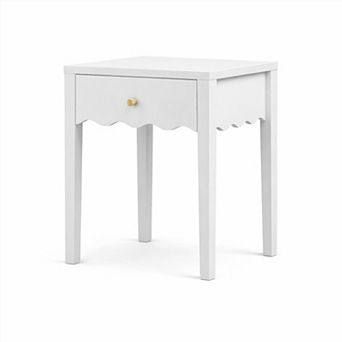 KWPZQEB Compact End Table with Drawer, Wooden Nightstand for Bedroom, White