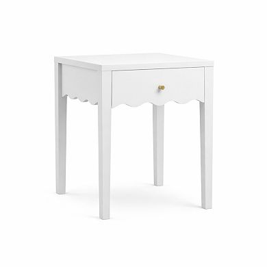 KWPZQEB Compact End Table with Drawer, Wooden Nightstand for Bedroom, White