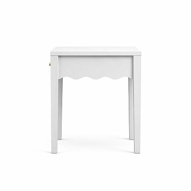 KWPZQEB Compact End Table with Drawer, Wooden Nightstand for Bedroom, White
