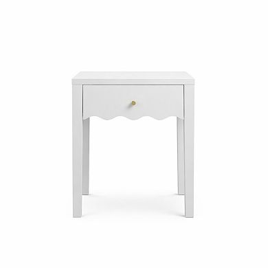 KWPZQEB Compact End Table with Drawer, Wooden Nightstand for Bedroom, White