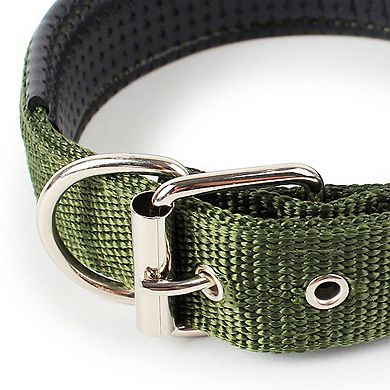 Padded Dog Collar Adjustable Nylon Pet Collar with Metal Buckle Soft Lining
