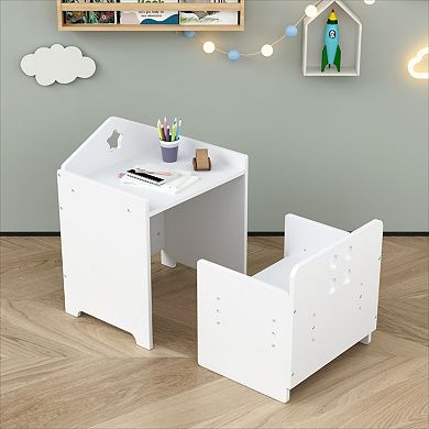 KWPZQEB Montessori Weaning Table and Chair Set, Activity Table Set with Blackboard & Chair