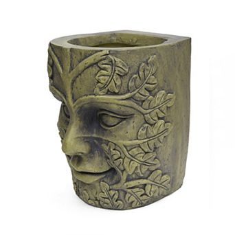 KWPZQEB Magnesium Oxide Antique Green Artistic Face Planter with Drainage Holes