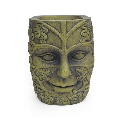 KWPZQEB Magnesium Oxide Antique Green Artistic Face Planter with Drainage Holes