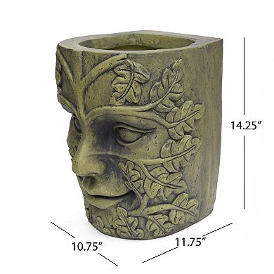 KWPZQEB Magnesium Oxide Antique Green Artistic Face Planter with Drainage Holes