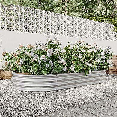 KWPZQEB Oval Large Metal Raised Garden Bed Outdoor, Planter Bed for Plants, Vegetables