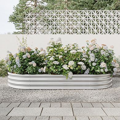 KWPZQEB Oval Large Metal Raised Garden Bed Outdoor, Planter Bed for Plants, Vegetables