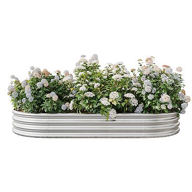KWPZQEB Oval Large Metal Raised Garden Bed Outdoor, Planter Bed for Plants, Vegetables