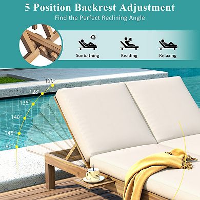 Merax 5-Position Adjustable Backrest Double Chaise Lounge Outdoor, Outdoor Chaise Lounge