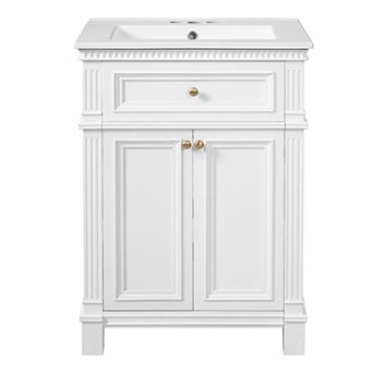 Merax 24" Vintage Bathroom Vanity with Ceramic Sink, Soft Closing Doors and Adjustable Shelf