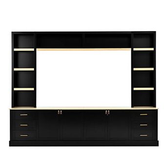 Merax 102.3" Farmhouse 4 pc Entertainment Center for TVs Up to 75" TV Stand
