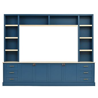Merax 102.3" Farmhouse 4 pc Entertainment Center for TVs Up to 75" TV Stand