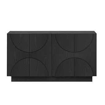 Merax 4-Door Large Storage Sideboard Wood Cabinet with Adjustable Shelves & Semi-Circular Handles
