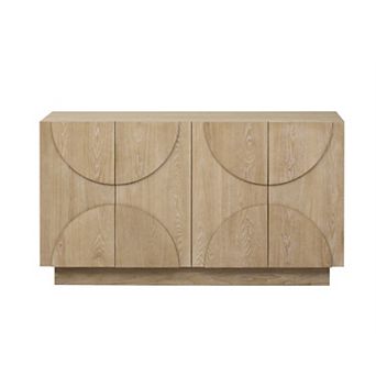 Merax 4-Door Large Storage Sideboard Wood Cabinet with Adjustable Shelves & Semi-Circular Handles