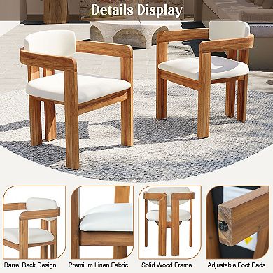 Merax 2-Piece Outdoor Acacia Wood Dining Chairs with Cushions Weather-Resistant Solid Wood Chairs