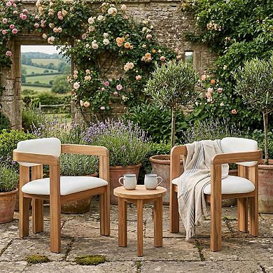 Merax 2-Piece Outdoor Acacia Wood Dining Chairs with Cushions Weather-Resistant Solid Wood Chairs
