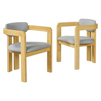 Merax 2 pc Outdoor Acacia Wood Dining Chairs with Cushions Weather-Resistant Solid Wood Chairs