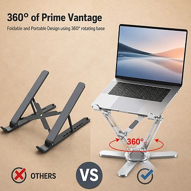 360 Rotating Foldable Laptop Stand Adjustable Height Ergonomic Heat Dissipation For Desk