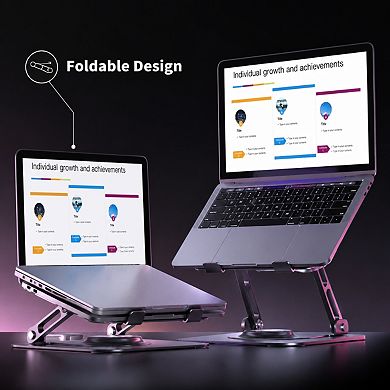 Adjustable 360 Rotating Laptop Stand Foldable Portable Ergonomic Heat Dissipation Universal Fit