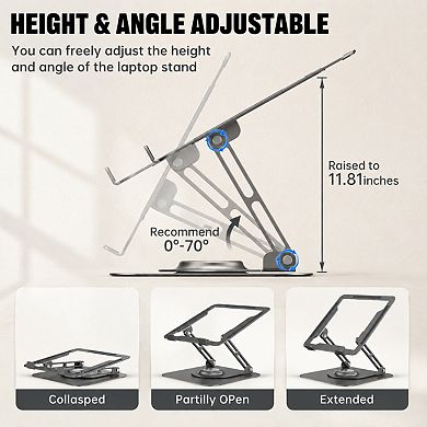Adjustable 360 Rotating Laptop Stand Foldable Portable Ergonomic Heat Dissipation Universal Fit