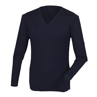 Henbury Mens Cashmere Touch Acrylic V-Neck Jumper / Knitwear