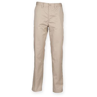 Henbury Mens 65/35 Flat Fronted Chino Trousers