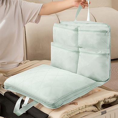 Travel Underwear Organizer Bag with Foldable Compartments and Zipper Pockets