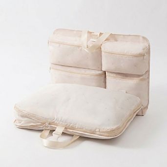 Travel Underwear Organizer Bag with Foldable Compartments and Zipper Pockets