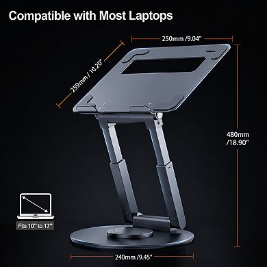 Telescopic Laptop Stand 360 Swivel Base Height Adjustable Sit Stand Desk Riser