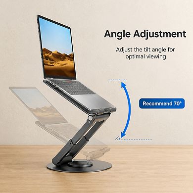Telescopic Laptop Stand 360 Swivel Base Height Adjustable Sit Stand Desk Riser