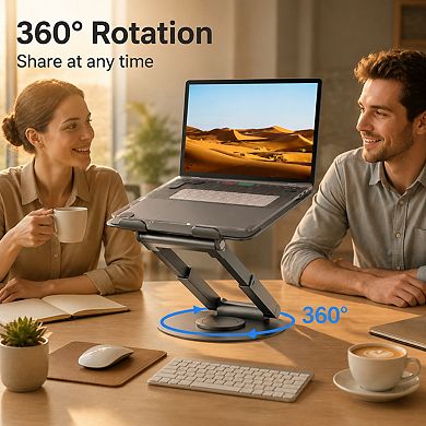 Telescopic Laptop Stand 360 Swivel Base Height Adjustable Sit Stand Desk Riser