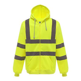 Yoko Mens Hi Visibility Full Zip Reflective Work Hoodie