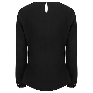 Henbury Womens/Ladies Yarn Pleat Front Long-Sleeved Blouse