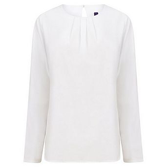Henbury Womens/Ladies Yarn Pleat Front Long-Sleeved Blouse