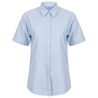 Henbury Womens/Ladies Oxford Short-Sleeved Formal Shirt