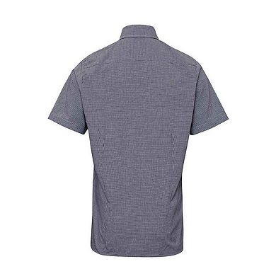 Premier Mens Gingham Cotton Short-Sleeved Shirt