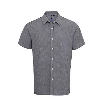 Premier Mens Gingham Cotton Short-Sleeved Shirt