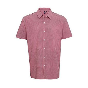 Premier Mens Gingham Cotton Short-Sleeved Shirt
