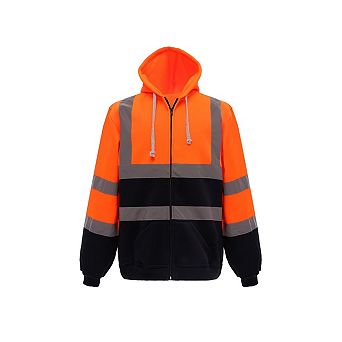 Yoko Mens Hi-Vis Safety Full Zip Hoodie