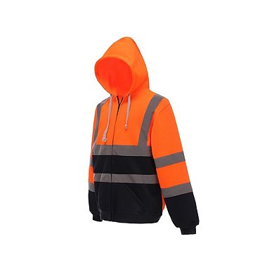 Yoko Mens Hi-Vis Safety Full Zip Hoodie