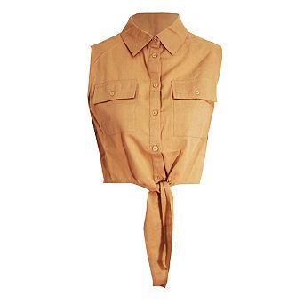 Brave Soul Womens/Ladies Elizabeth Tie Front Crop Shirt