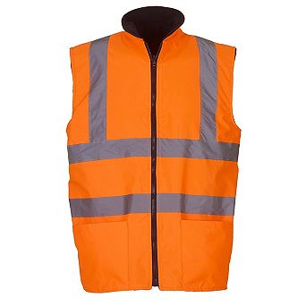 Yoko Unisex Adult Hi-Vis Fleece Reversible Gilet