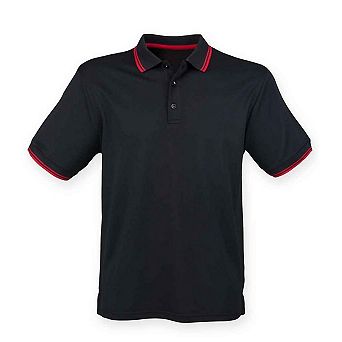 Henbury Mens CoolPlus Tipped Polo Shirt
