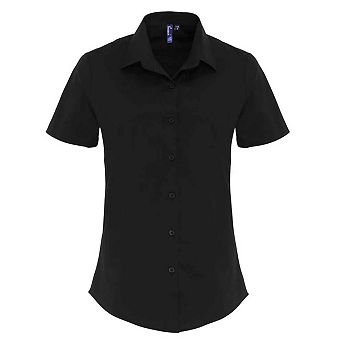 Premier Womens/Ladies Cotton Poplin Stretch Short-Sleeved Shirt