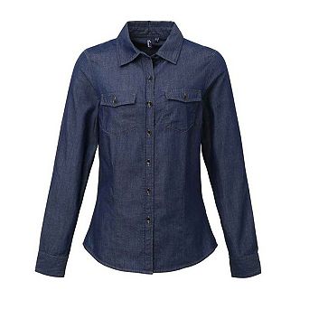 Premier Womens/Ladies Denim Jean Style Stitching Shirt