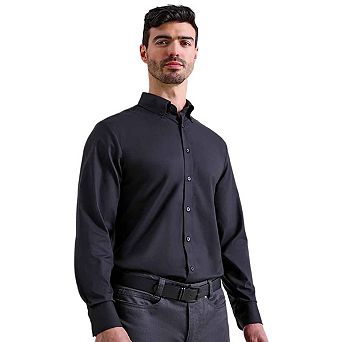 Premier Mens Supreme Oxford Long-Sleeved Formal Shirt